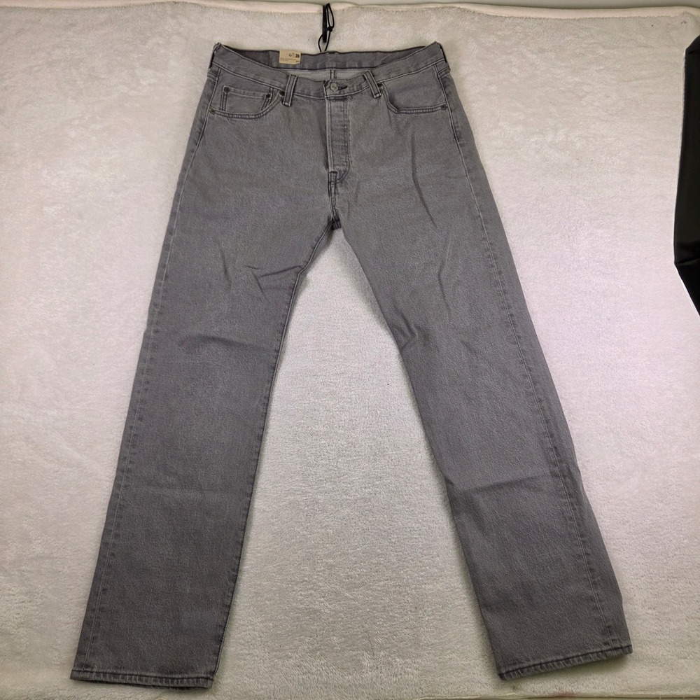 Mens Grey Wash Straight Leg Denim Jeans Classic 5-Pocket Streetwear Pants